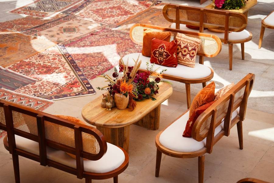 Manya & Sharan: mehendi décor at Mulberry Shades Bengaluru