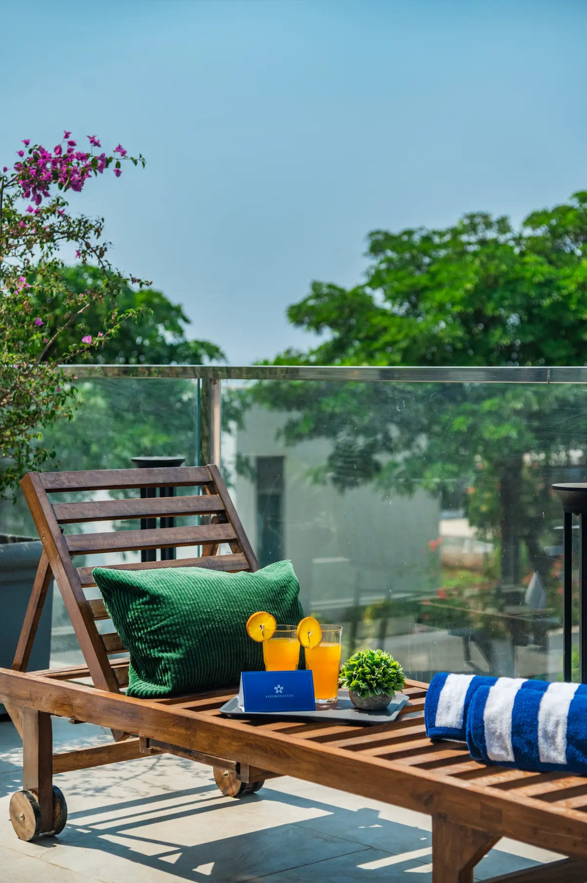 Sit out decks that face the pool