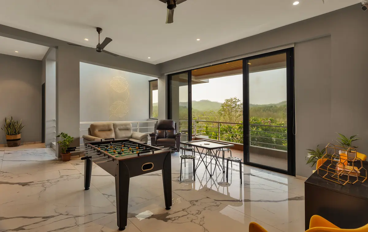 Enjoy some friendly competition indoors with games like foosball and carrom.