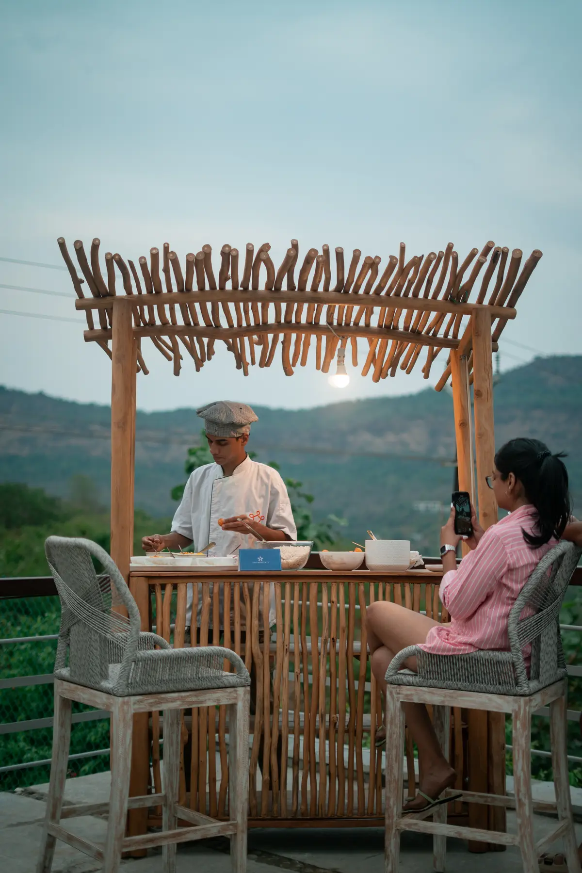 Enjoy a live pani puri counter under the open sky.