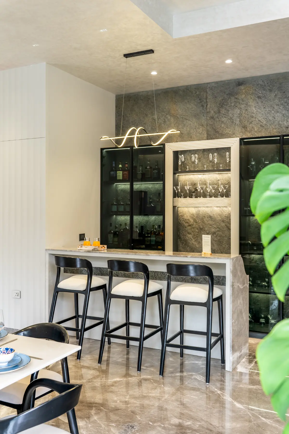 Indoor Bar Setup – A chic living-room bar perfect for mixing your favourite cocktails.
