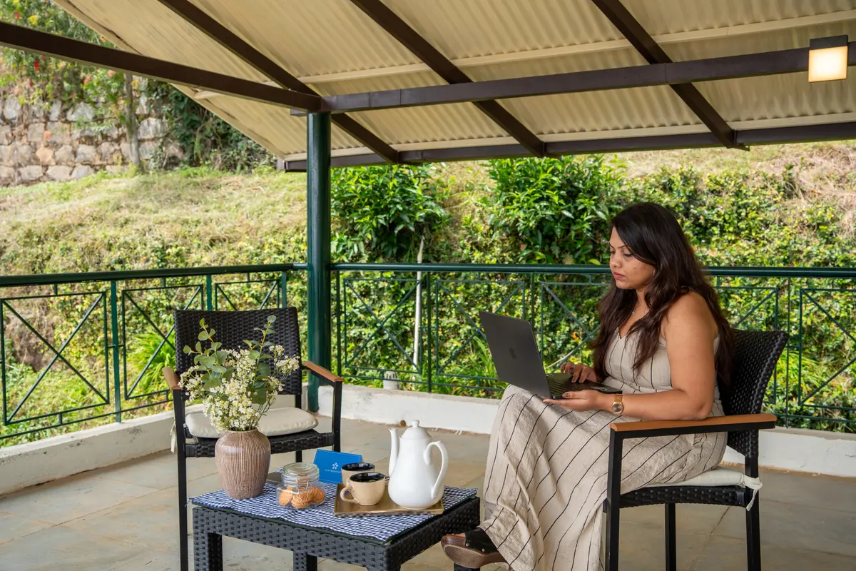 Workdays feel lighter when your office opens out to fresh air, green slopes and slow sips of tea.