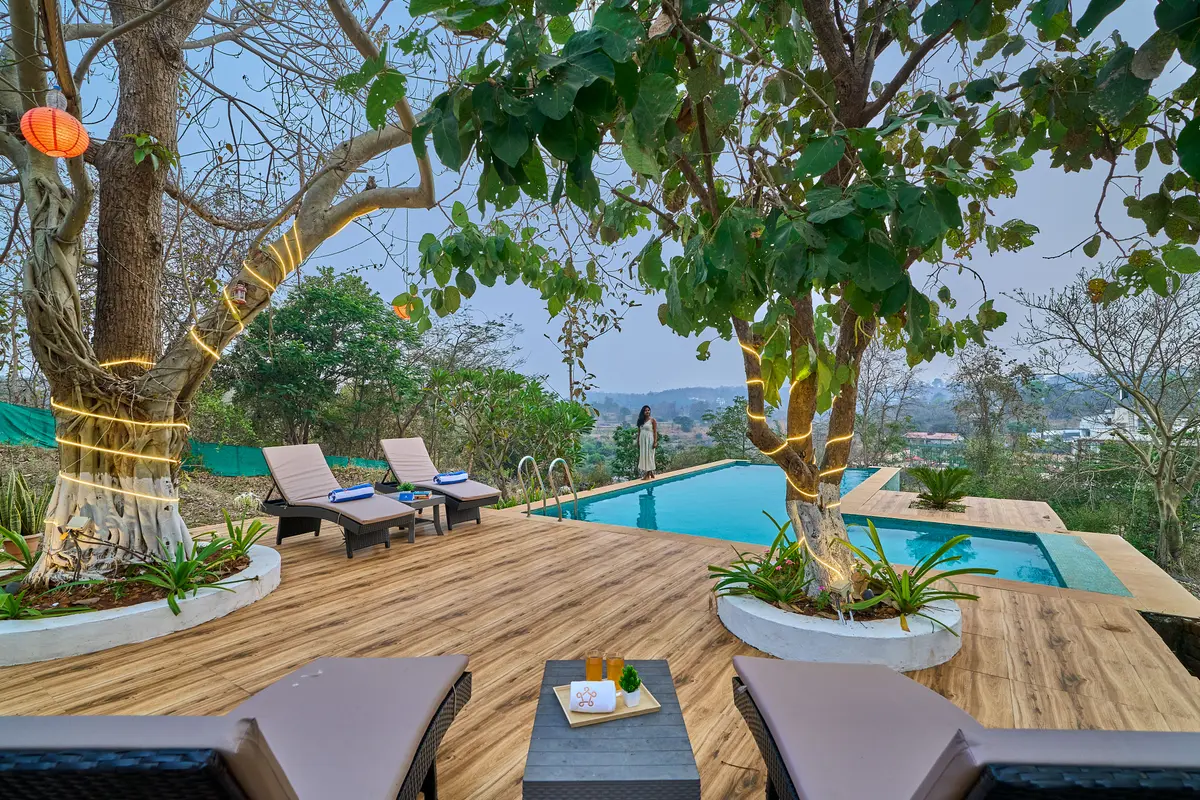 Enjoy the view of mountains from our infinity pool.