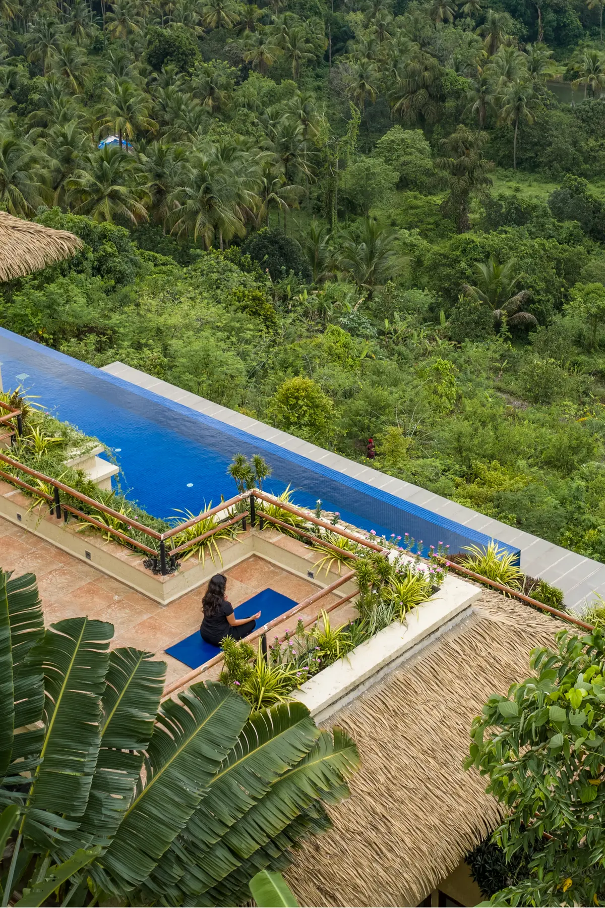 Reconnect with nature through open-air yoga surrounded by lush greenery.