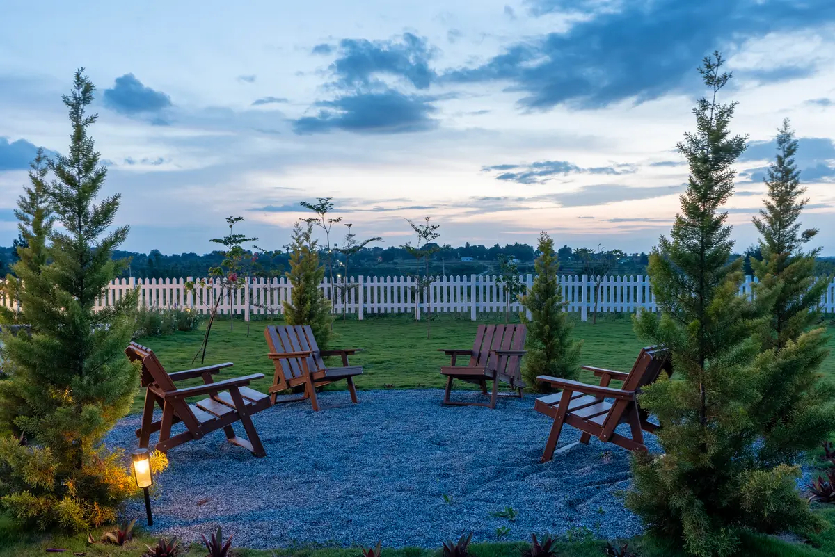 Gather around the outdoor seating area for slow evenings under open skies.
