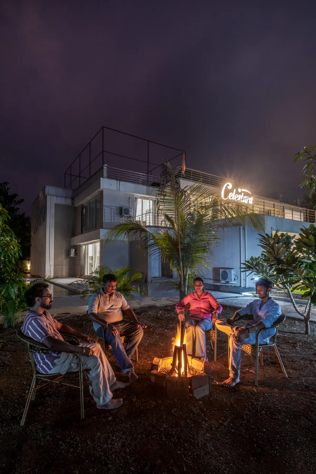 Gather around a cosy bonfire on the lawn