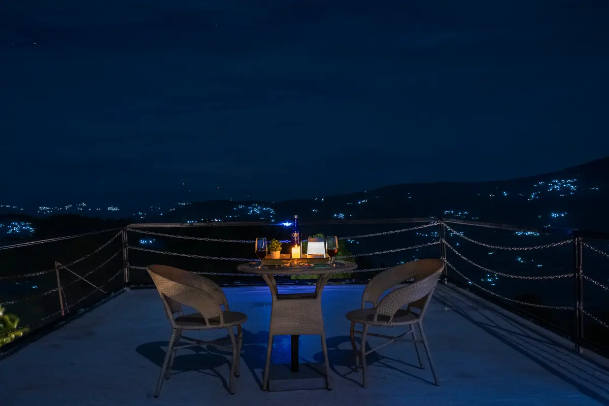 Date night with the surrounding lights creating an ambience under starry skies??