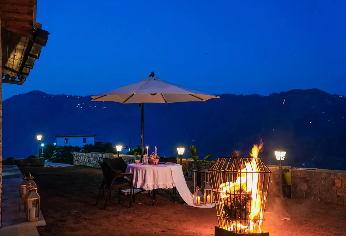 Nightfall brings close talks under starry skies, each light sharing a story