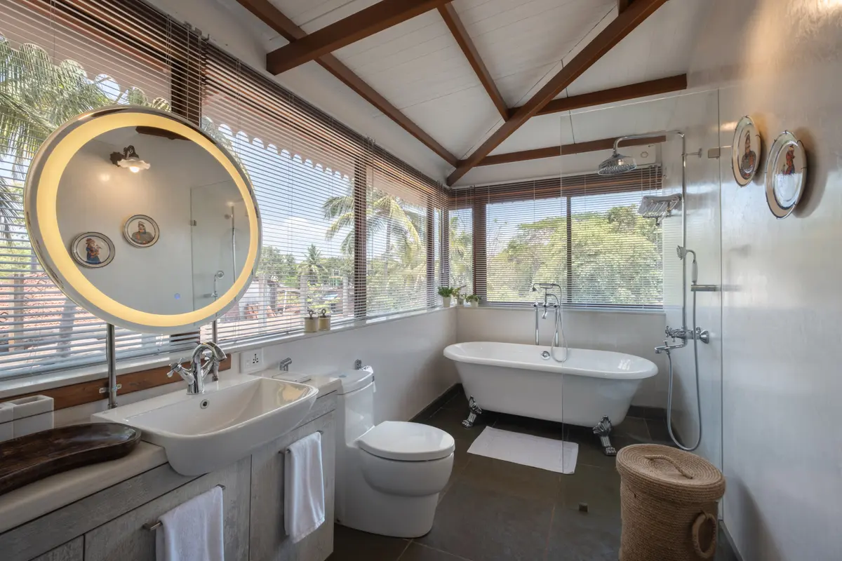 Luxuriate in a soothing bathtub soak, perfect for relaxation.