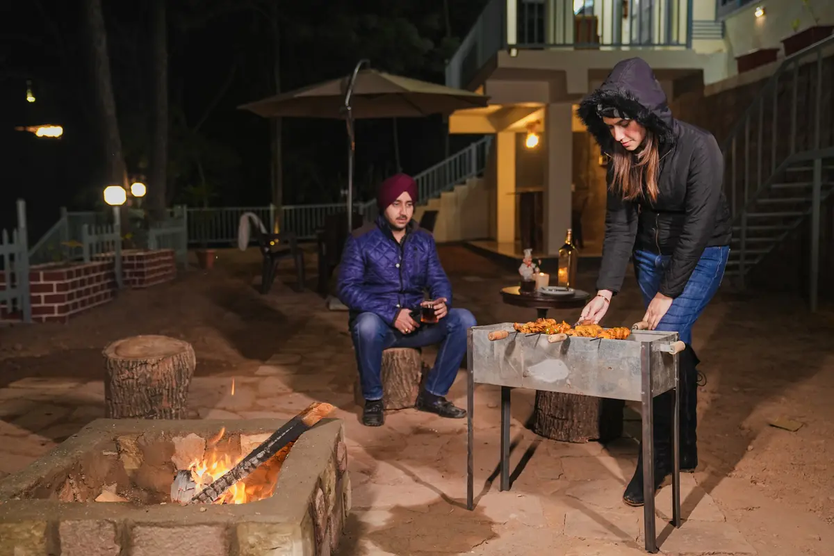 Cozy outdoor barbecue with friends.
