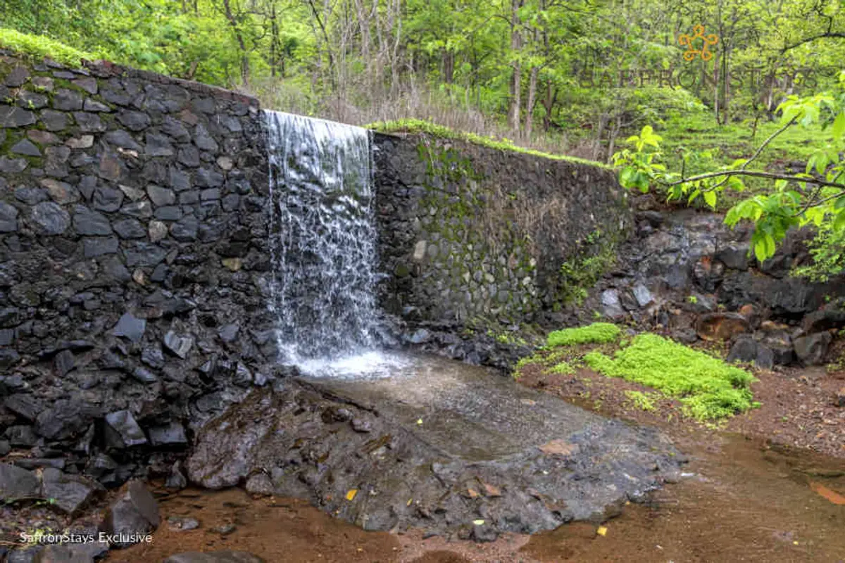 During monsoons, you can take a dip in the private waterfalls.