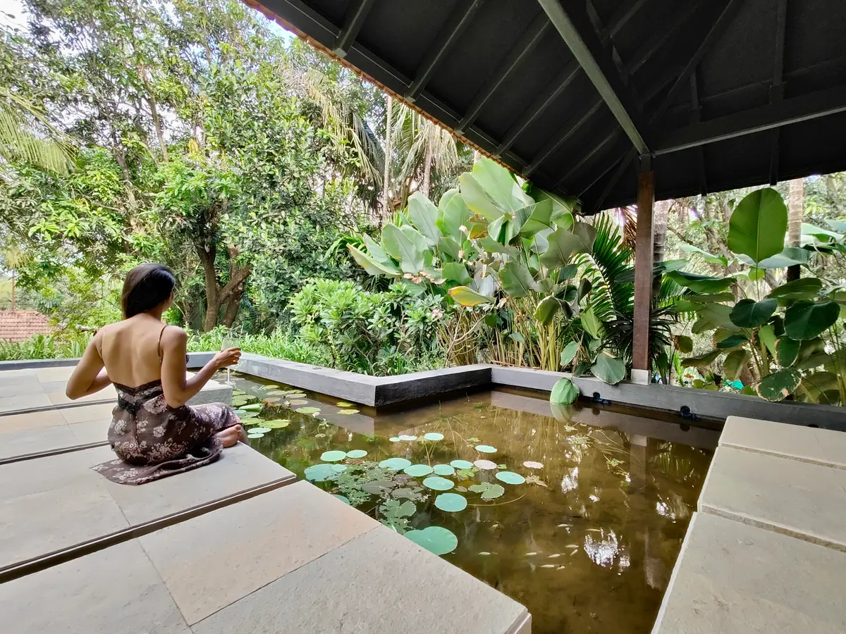 A man-made lily pond with a stone pathway - an experience to remember!