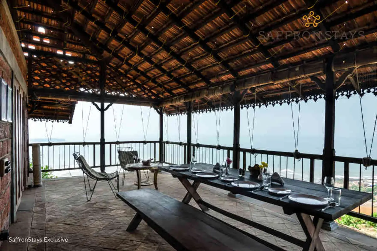 Meals are served in a charming terrace-cum-dinning area where guests can dine while watching the sun dip below the horizon. 