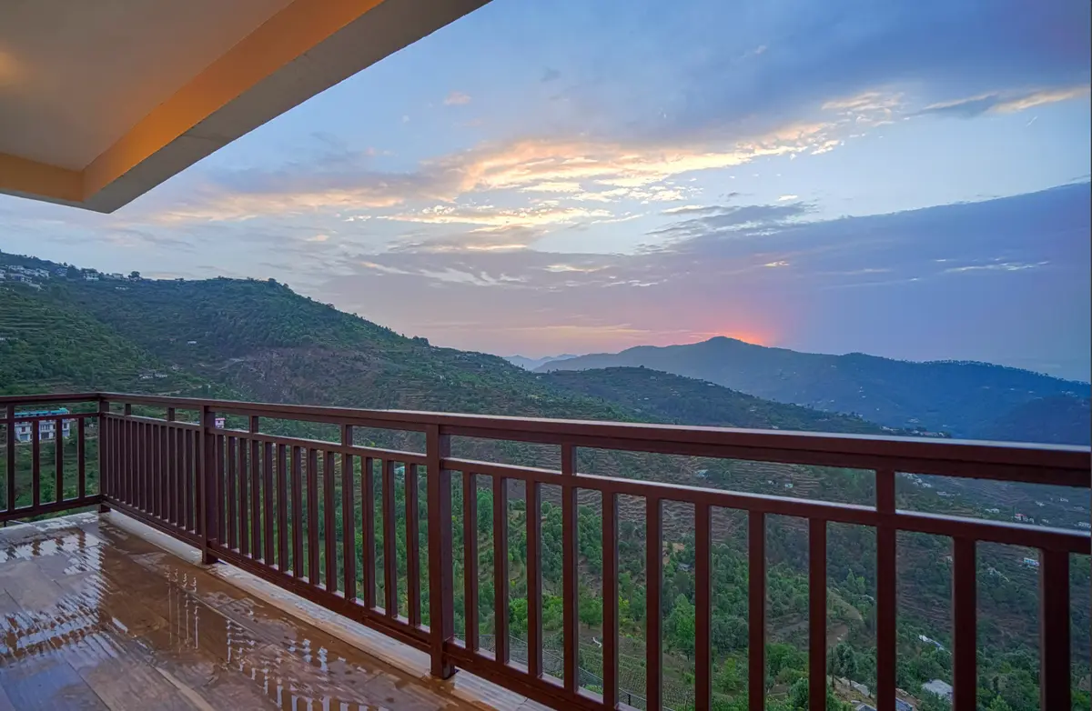 At twilight, on a balcony, reflect on life's beauty in nature