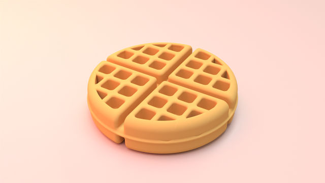 3d model of a round belgian waffle emoji