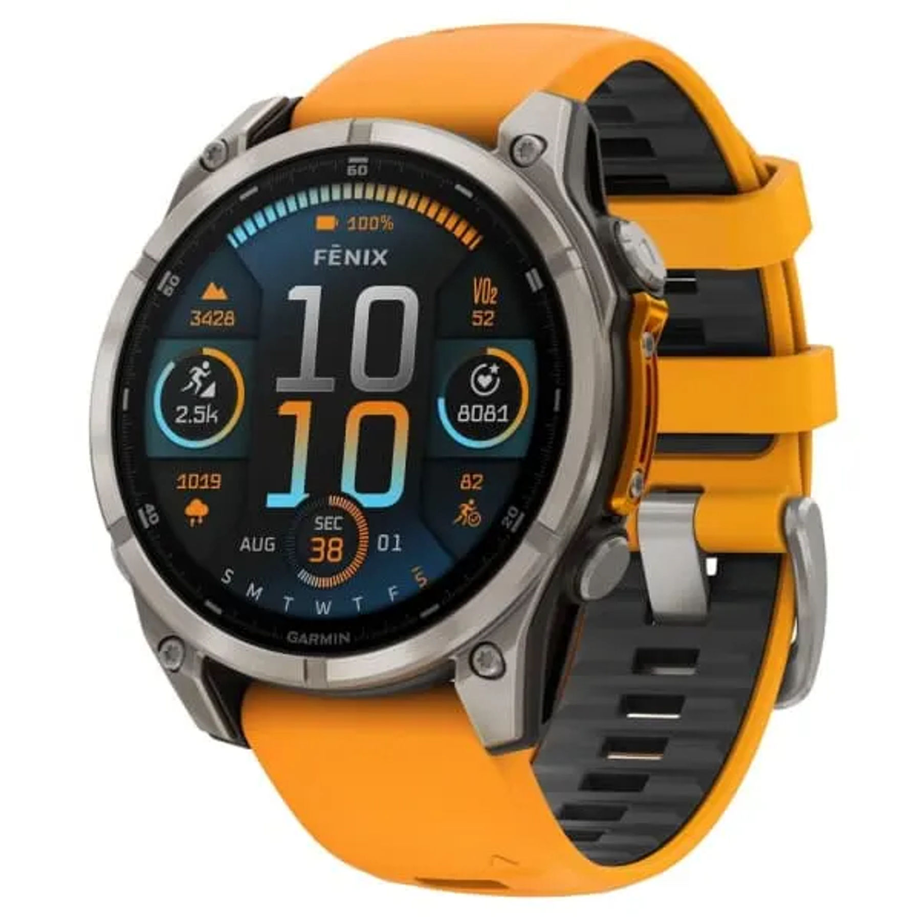 Garmin Fenix 8 — 47 мм AMOLED Sapphire Titanium Spark Orange / Graphite