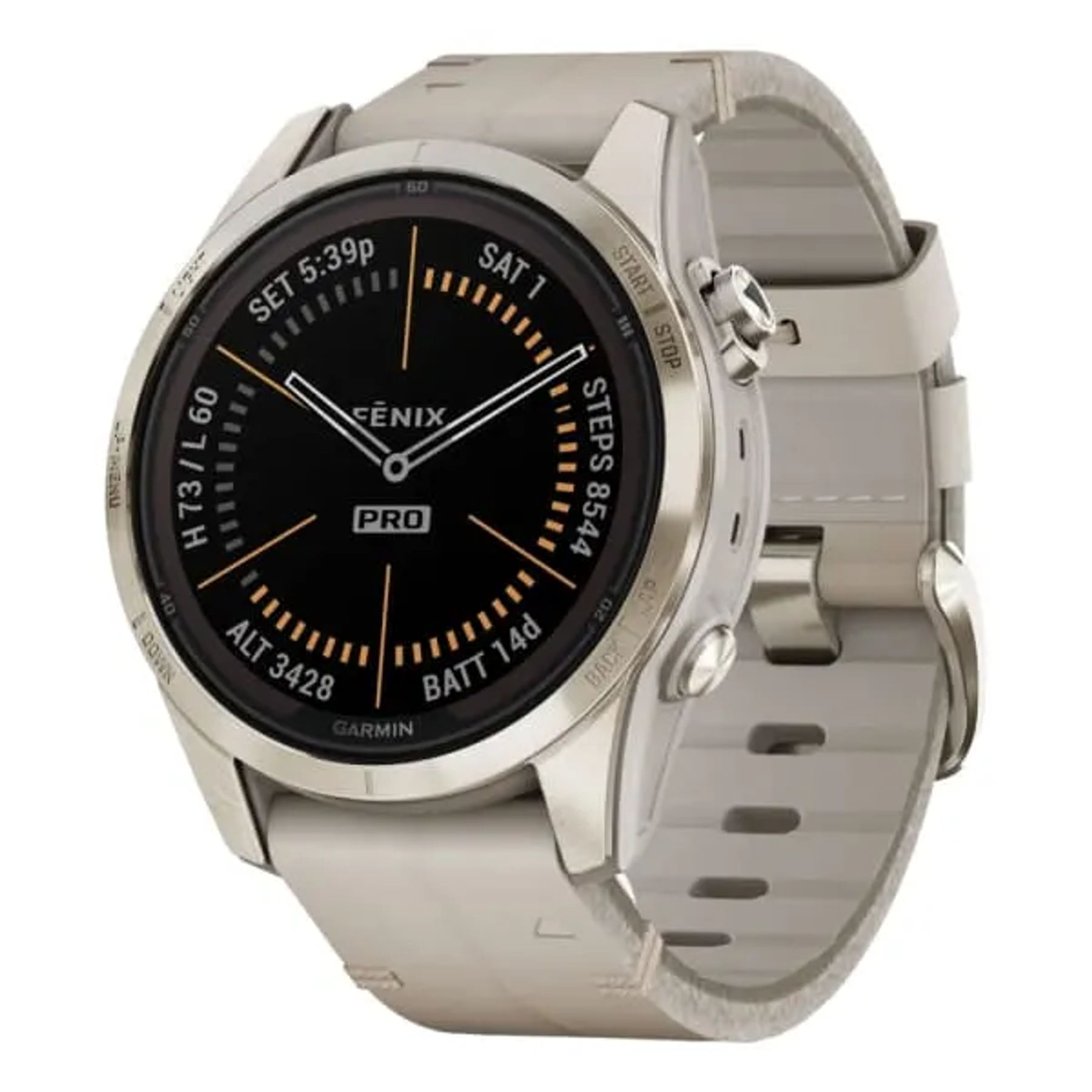 Garmin Fenix 7S Pro Sapphire Solar Soft Gold Limestone Leather Strap