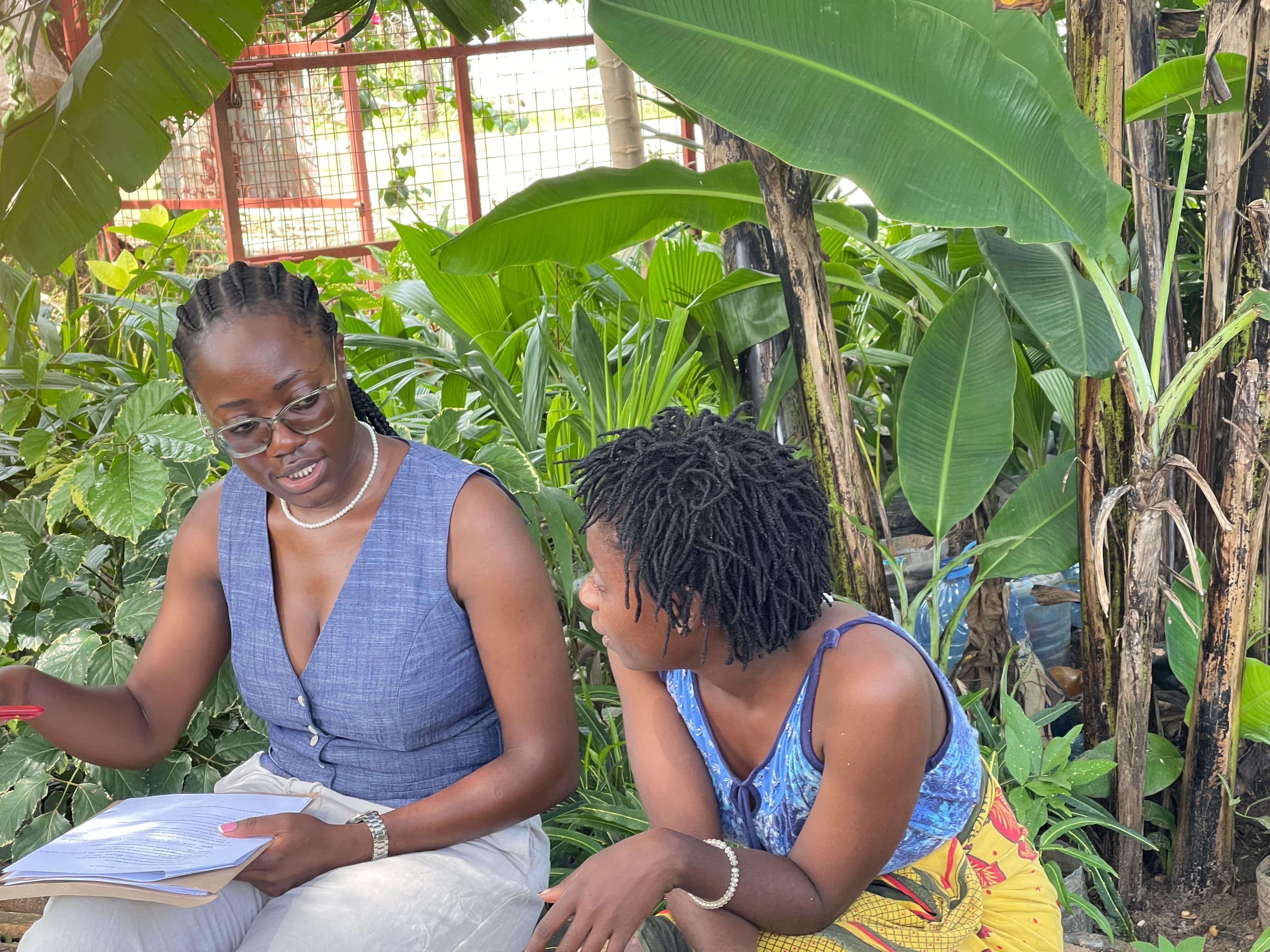 Women participating in vocational sewing training