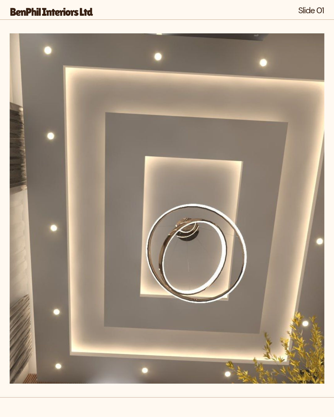 Modern minimalist interior design with a gypsum ceiling in a Nairobi home