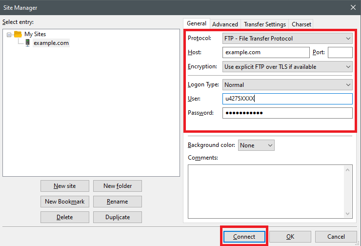 Filezilla FTP details- install wordpress manually