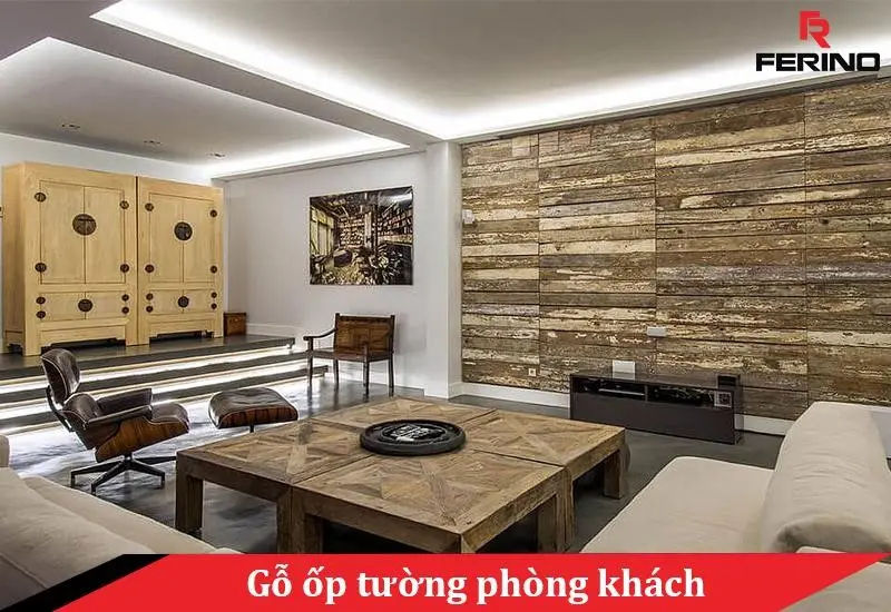 gỗ ốp tường phòng khách
