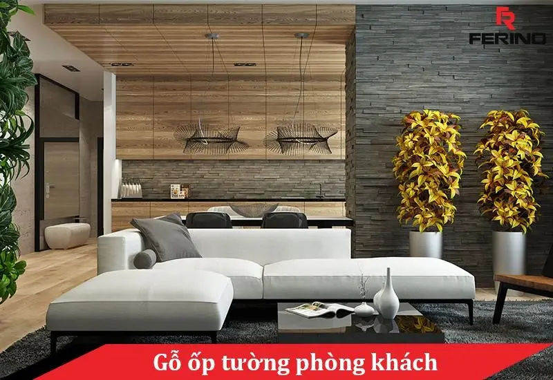 gỗ ốp tường phòng khách