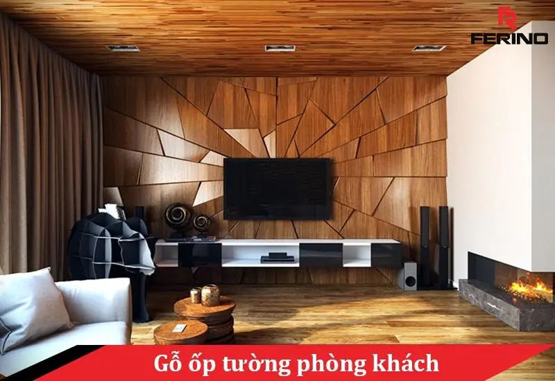 gỗ ốp tường phòng khách