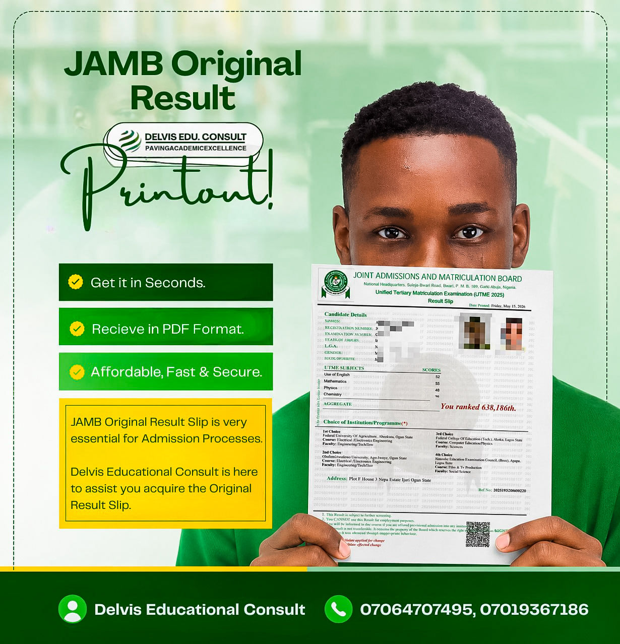 JAMB Original Result Ad