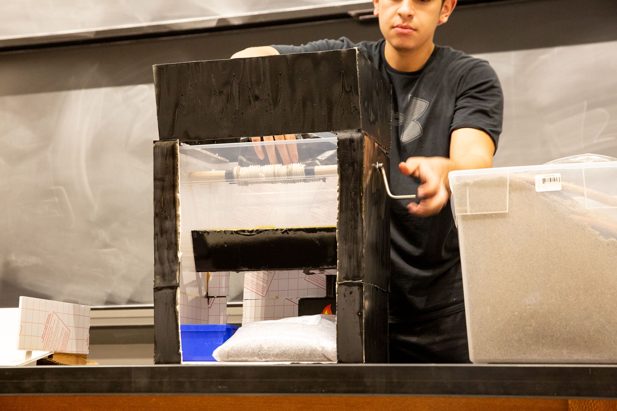 A small scale recycler that takes LDPE plastic bags and films and converts them to useful household products.