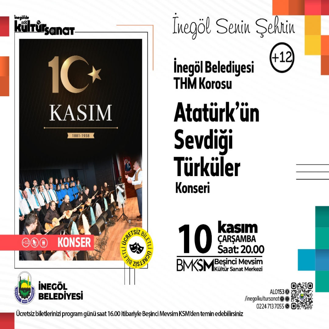ATATÜRK'ÜN SEVDİĞİ TÜRKÜLER THM KOROSU KONSERİ (ÜCRETSİZ BİLETLİ)