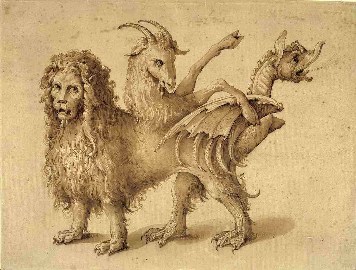 A chimera, as described in Homer’s Iliad. Circa 1590-1610