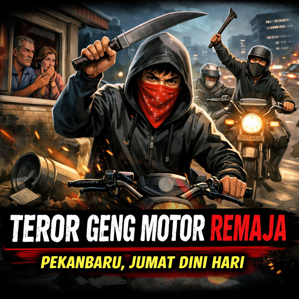 Pekanbaru Diguncang Teror Geng Motor Remaja, Warga Resah Jum’at Dini Hari