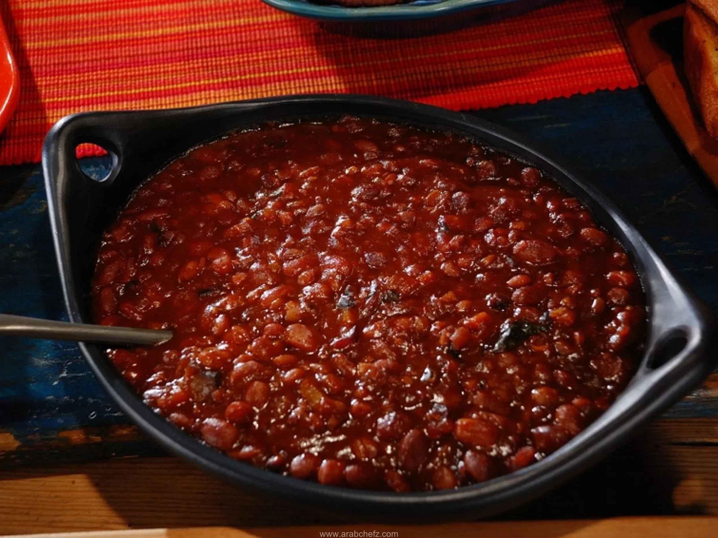 طبق فاصوليا مطبوخة بالفرن (Baked Beans) شهي مع بيكون