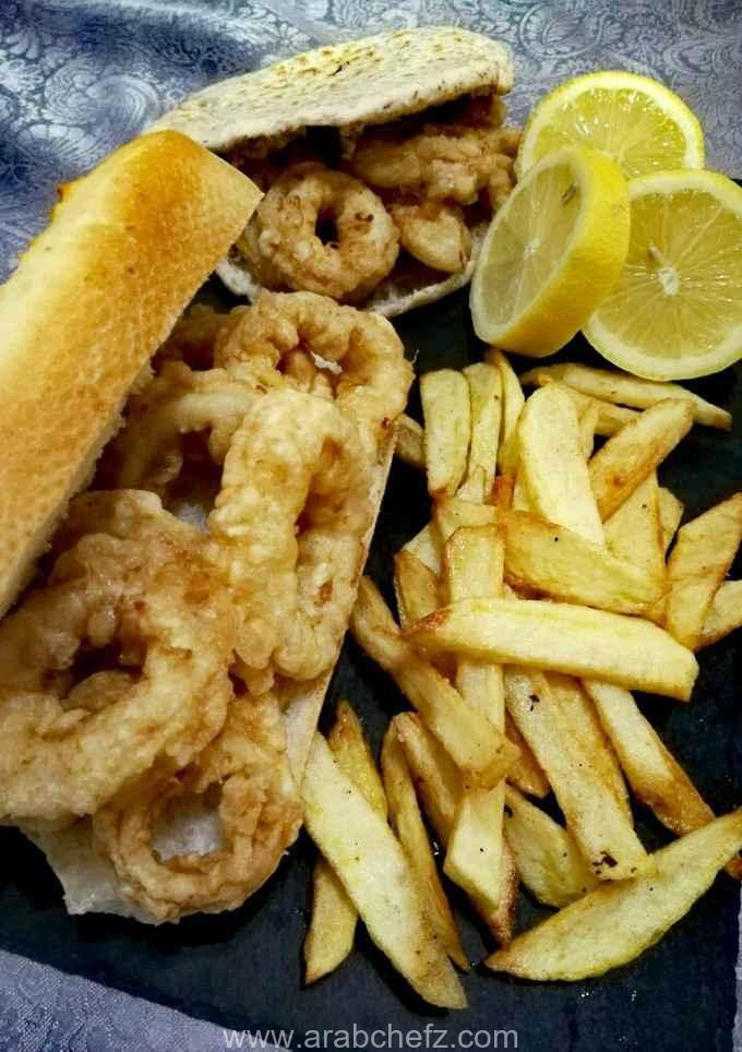 ساندويتش الحبار بالثوم