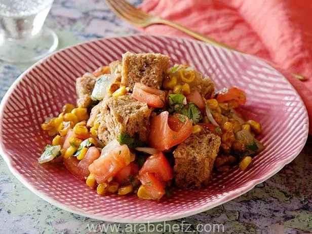 طريقة تحضير شوربة الذرة المشوية بالخبز المحمص طبق شوربة الذرة المشوية بالخبز المحمص الإيطالية