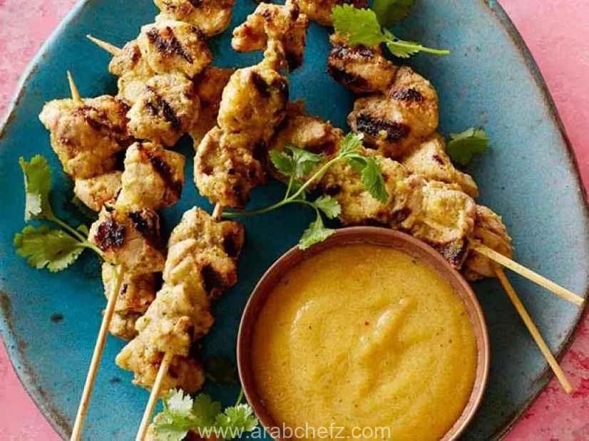 طريقة تحضير دجاج كباب مع صلصة الخوخ طبق دجاج كباب مع صلصة الخوخ