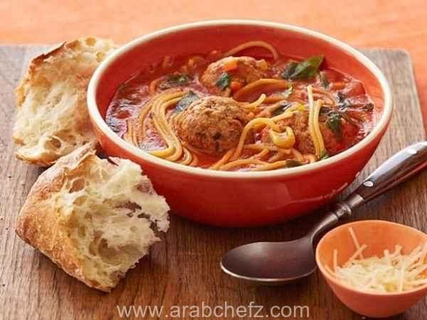 طريقة تحضير شوربة السباغيتي مع كرات اللحم طبق شوربة السباغيتي مع كرات اللحم