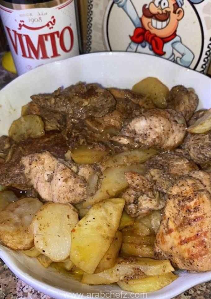 صدور دجاج مع البطاطا والثوم