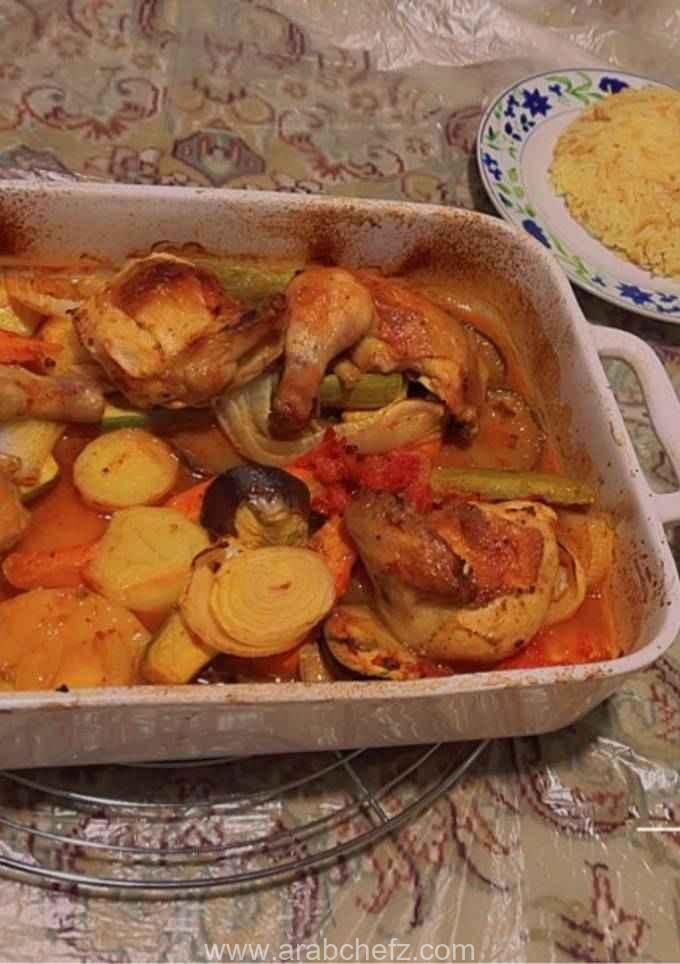 صينية الدجاج والخضار