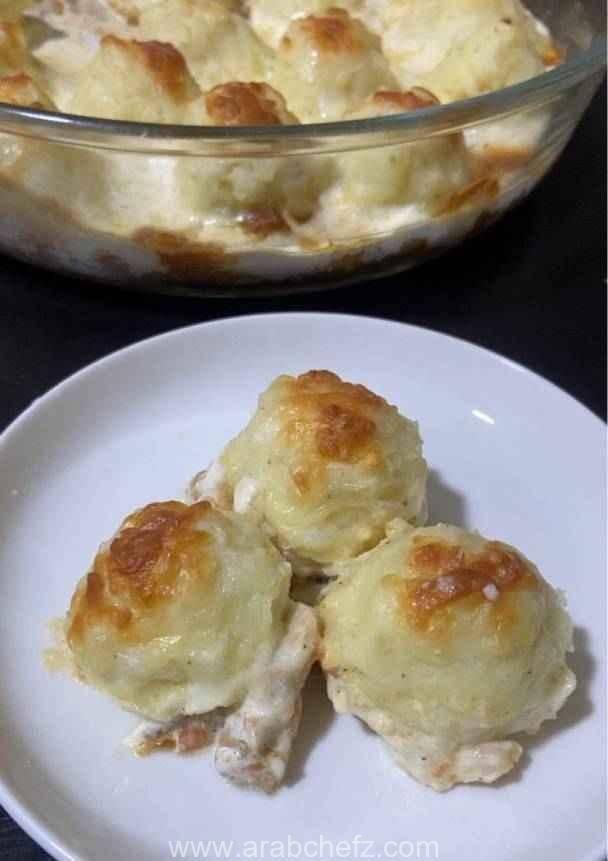 صينية كرات البطاطس بالدجاج