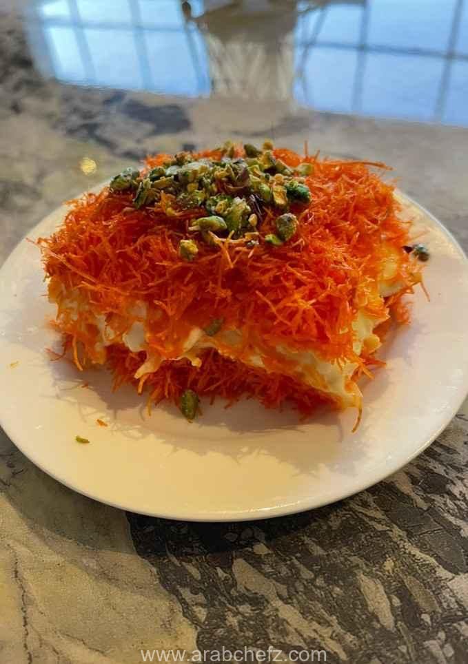 كنافة بالقشطة وجبنة الموزاريلا