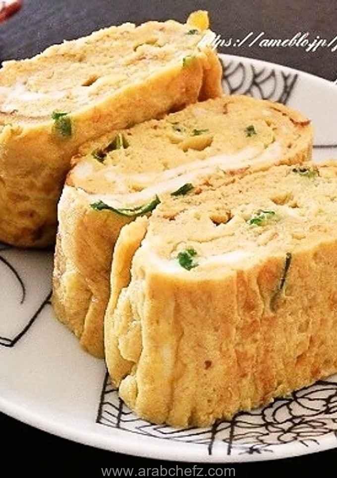 أومليت الياباني الحلو مع البصل الأخضر