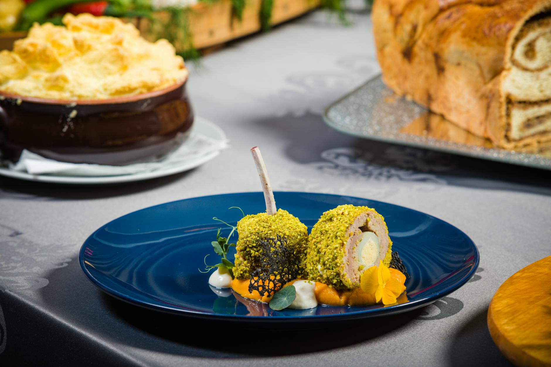 Luxury train spa cabin with masseuse and elegant dining car serving haute cuisine