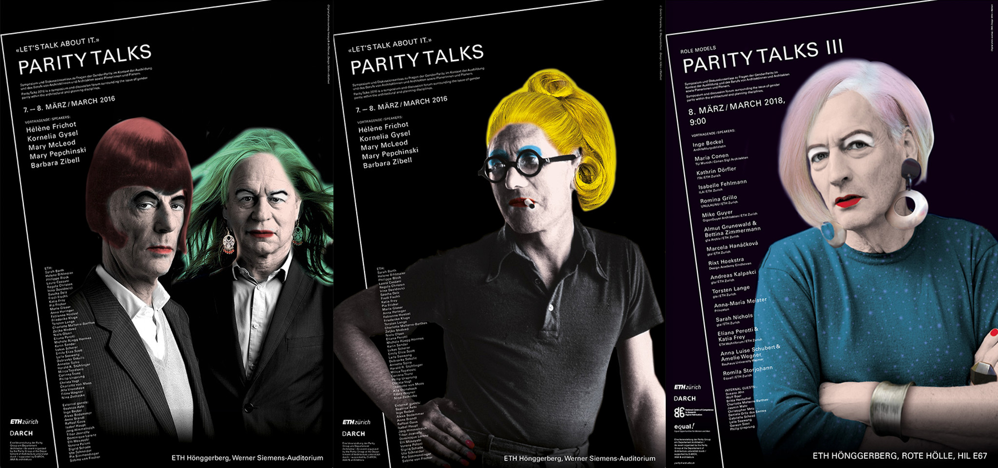 Auch Le Corbusier und Jacques Herzog dienten als Vorlage für die Plakatserie «Parity Talks», die das Grafikstudio Völlm & Walthert für die ETH gestaltet hat.