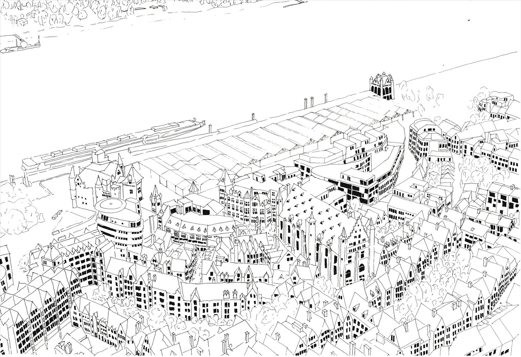 Bestandsskizze der Hafenstadt Antwerpen