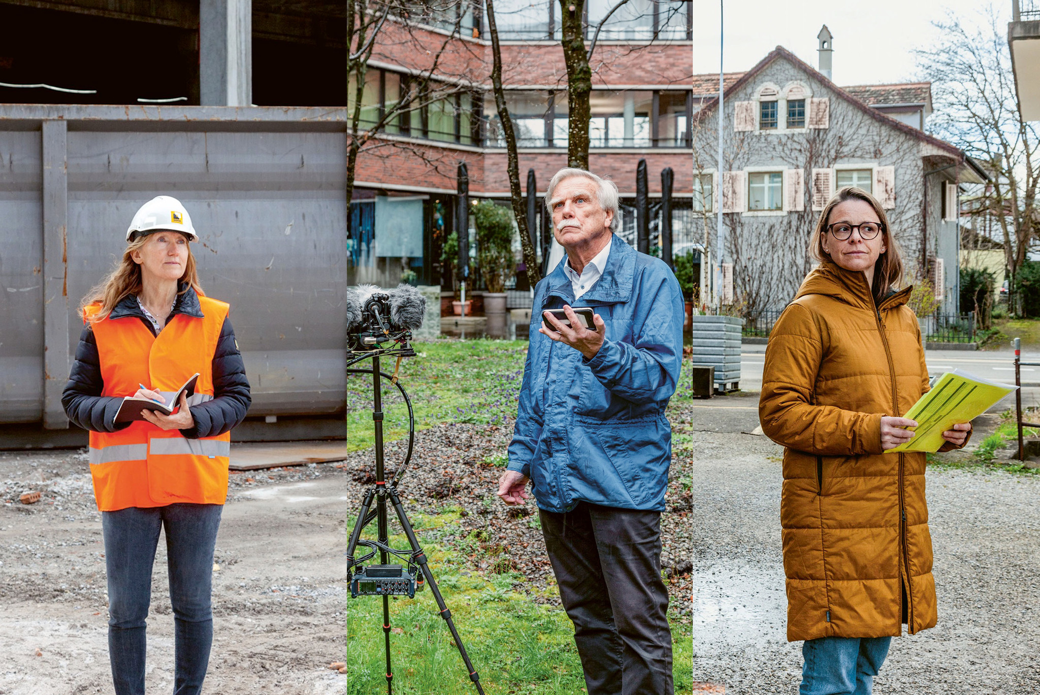 Fordern akustische Qualität in Freiräumen ein: Regina Bucher, Beat Hohmann und Simone Mathieu