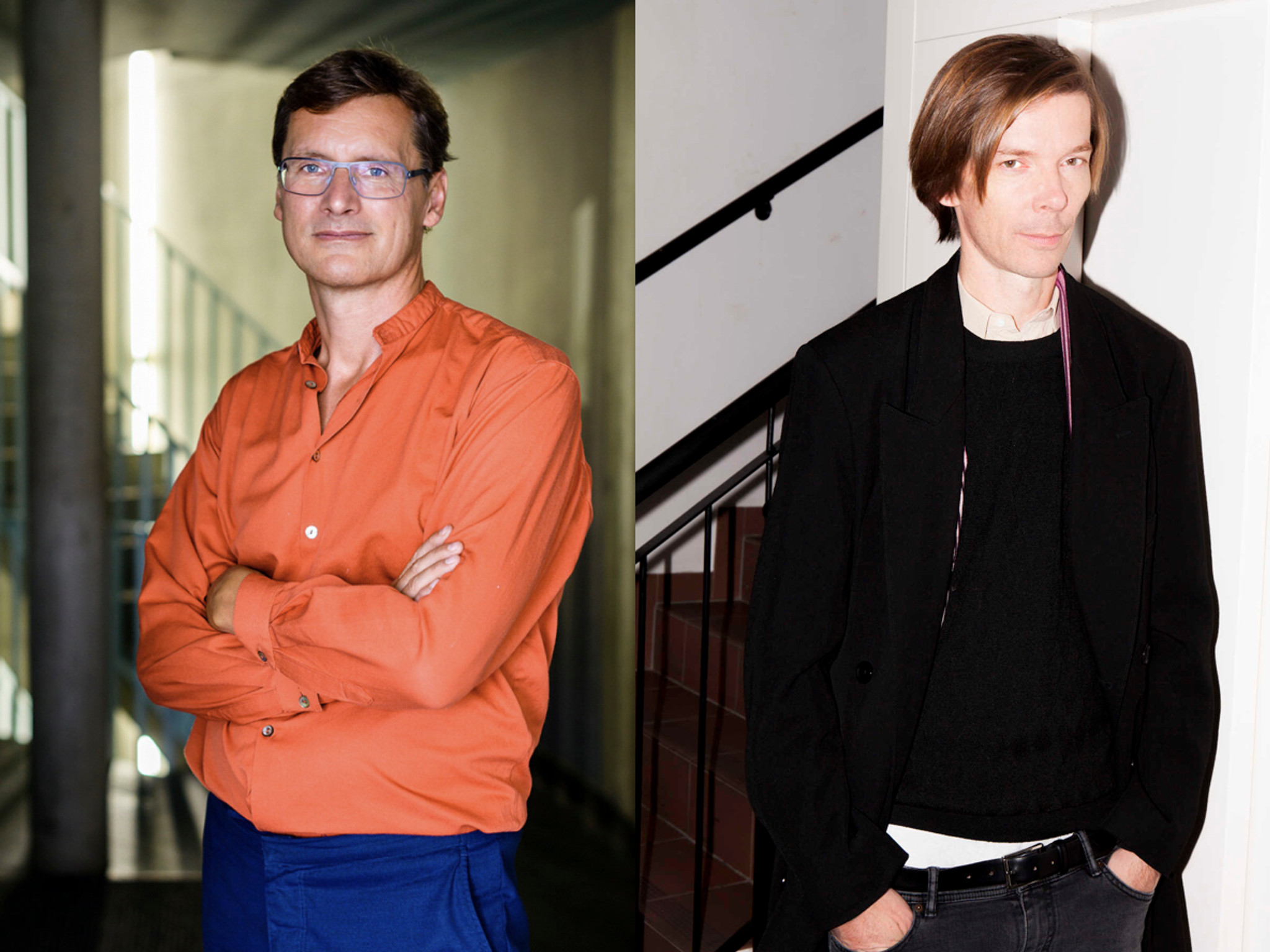 Per Januar 2026 übergibt Andreas Ruby (links) den Stab des Schweizerischen Architekturmuseum S AM an Adam Szymczyk (rechts). (Fotos: Wilma Leskowitsch / Marie Haefner)