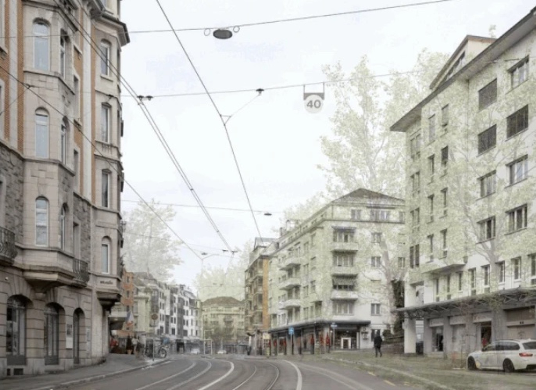 Die Stadt Zürich muss mehr Bäume pflanzen. Visualisierung zum ‹Crowdplanning Grüne Inspiration› (Nightnurse Images).