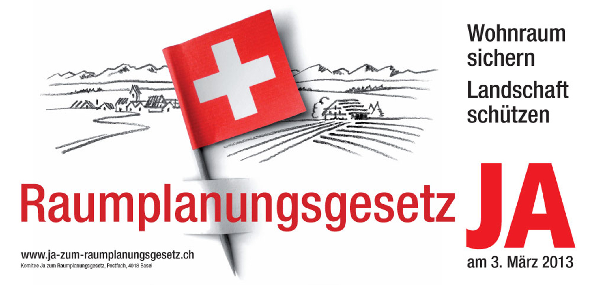 2013 heisst das politische Mittel zum pfleglichen Umgang mit Raum und Boden «Raumplanung». Und das Mittel der Grafik Idealisierung des Zustandes.
