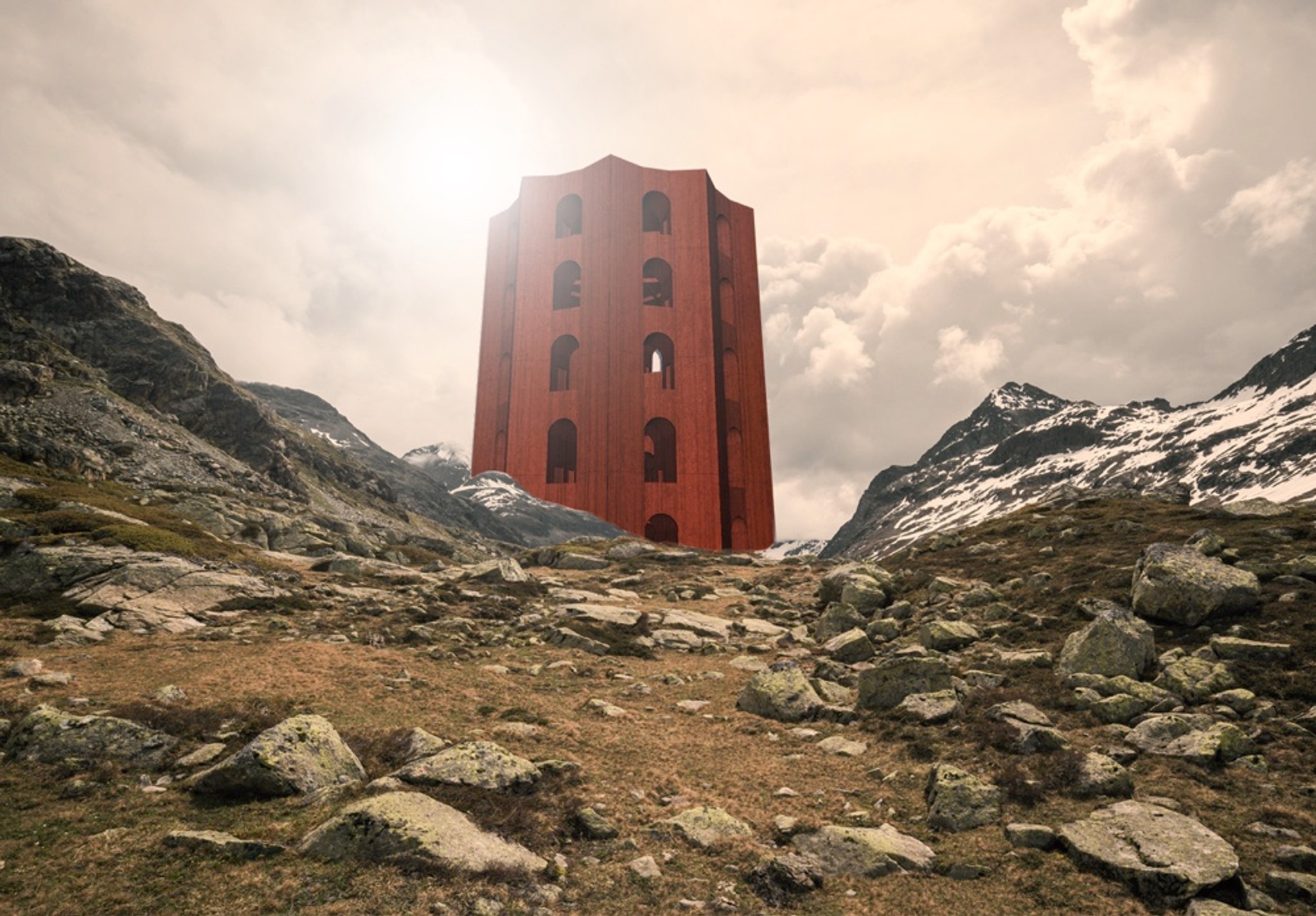 Der Origen-Turm auf dem Julier.